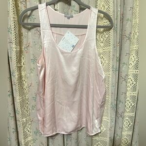 PJ Harlow Laura Satin Lounge Tank Blush Pink XS NWT